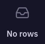 DmDataTable — empty, dark theme
