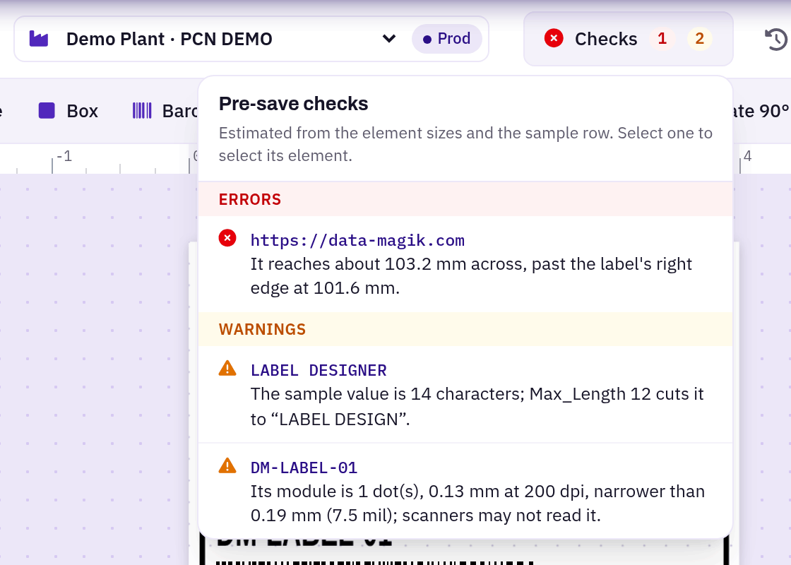 The Checks findings list