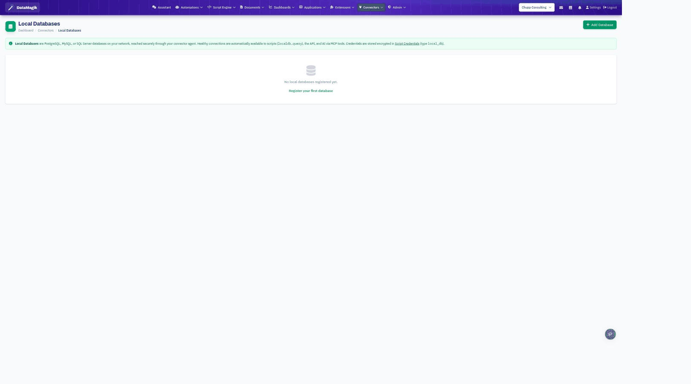 The Local Databases page