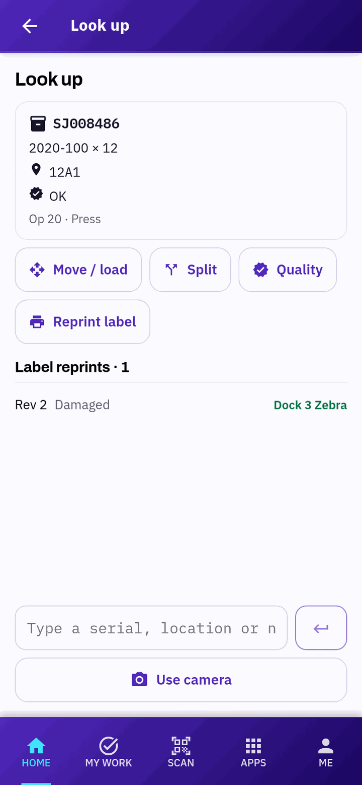 Look up result for a container