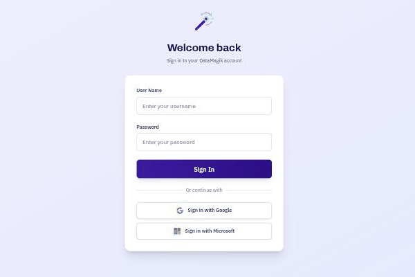 The DataMagik sign-in page