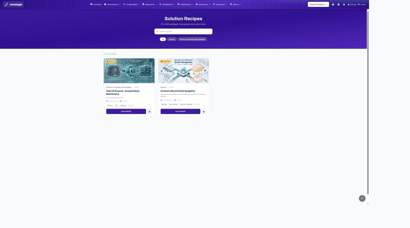 The Solution Recipes catalog